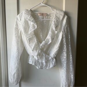 Keepsake the Label Long Sleeve Floral White Lace Women's Blouse